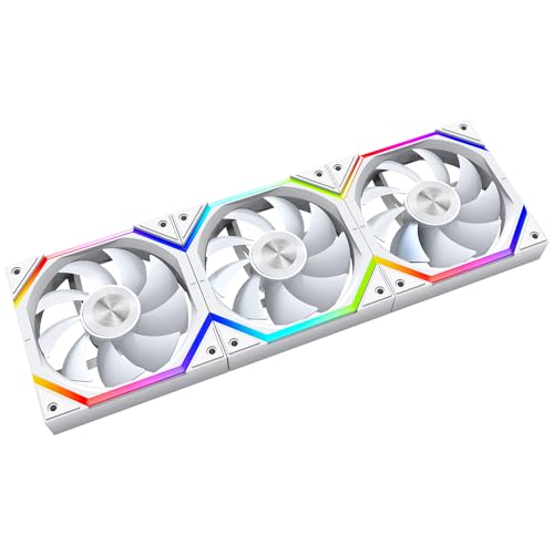 Jungle Leopard Build Blocks UNI Daisy Chain RGB PC Lüfter 120MM 3er Pack,2000RPM/62.36CFM,5V3PIN ARGB und 12V4PIN PWM Lüfter (Weiß) von Jungle Leopard