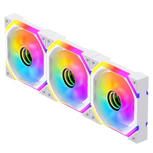Jungle Leopard GALAXY-SE Infinity Mirror RGB PC Lüfter 120MM,1600±10% RPM,32 ARGB LEDs,5V3PIN ARGB und 12V4PIN PWM Lüfter (WH, 3) von Jungle Leopard