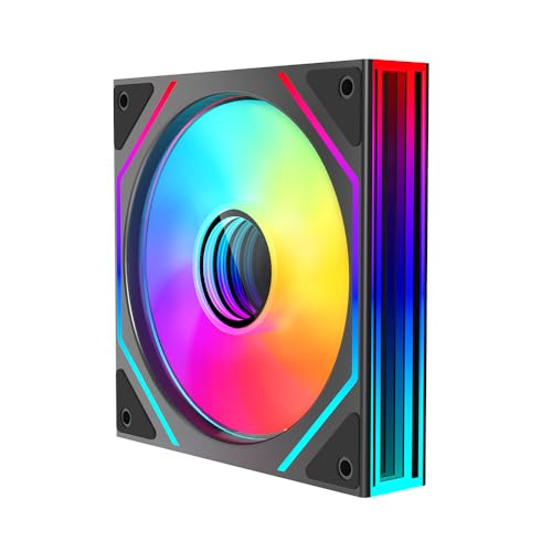 Jungle Leopard PRISM 4Ultra ARGB PC Lüfter 120MM Gehäuselüfter[Unendlichkeitsspiegel] 1850RPM RGB Lüfter 5V3PIN ARGB und 12V4PIN PWM (1, BK, Reverse Flow) von Jungle Leopard