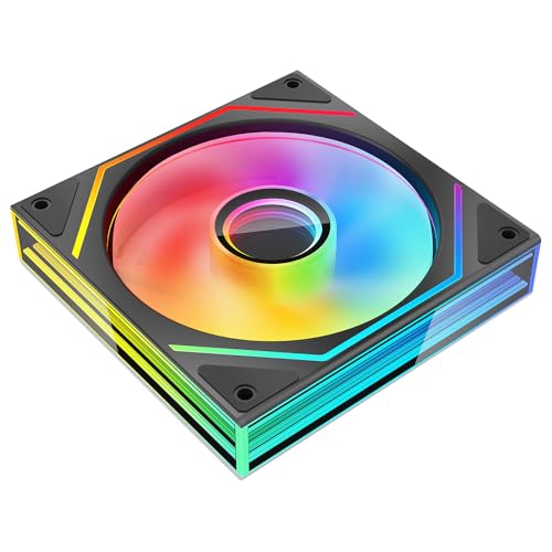 Jungle Leopard PRISM 6MAX 120mm RGB PC Lüfter mit PWM Control und ARGB Effekt,Design von drei rechteckigen unendlichen Spiegeln an der Seite (1, BK, Forward) von Jungle Leopard