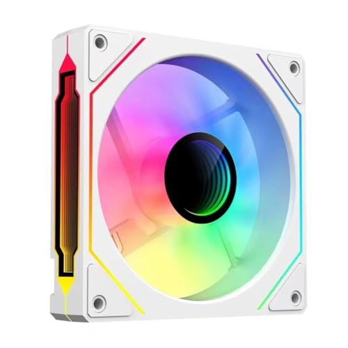 Jungle Leopard Prism4PRO Infinite Mirror Series ARGB PWM Reverse Blade PC Lüfter 120MM,1600PRM 58.36CFM 2.07 MMH2O,Weiß(Prism4PRO,White Reverse Flow) von Jungle Leopard