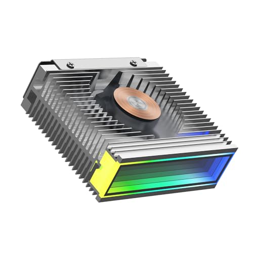 Jungle Leopard S50 M.2 2280 ARGB Festplatte Kühlkörper PWM Dual Fan Solid State Drive Kühler M2 SSD Kühler 5V 3Pin adressierbare RGB Sync SSD Kühler mit Thermal Pad (White) von Jungle Leopard