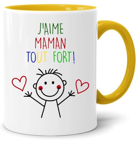 Bunte Tasse für Mama mit Spruch Ich hab dich sooo lieb | Herzliche Geschenkidee von Kindern für Muttertag oder Geburtstag, Weiß von Jungle Mug