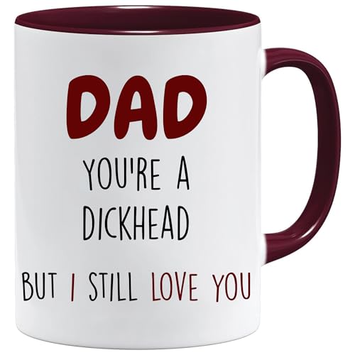Jungle Mug Acen Merchandise Kaffeetasse mit Aufschrift Dad You're a D**KHEAD but I Love You, 325 ml, Weiß Jungle Mug Acen Merchandise Kaffeetasse mit Aufschrift Dad You're a D**KHEAD but I Love You, 325 ml, Weiß von Jungle Mug