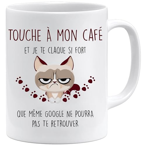 Jungle Mug Geschenk für Arbeitskollegen | Touche à mon Café et je te Claque | Geschenktasse für Kollegen | Geschenkidee für Kollegen (weiß) von Jungle Mug