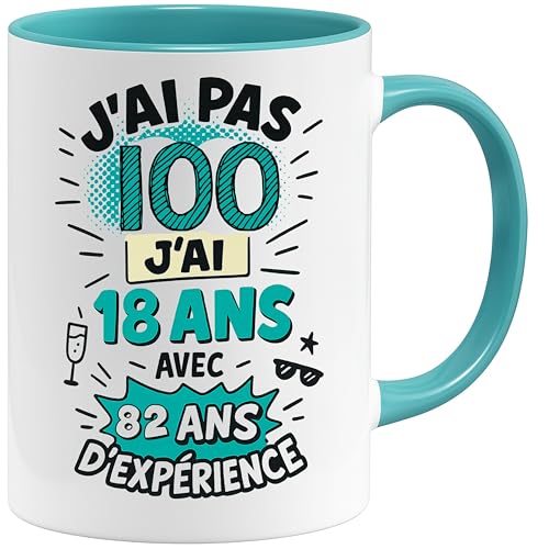 Jungle Mug | Lustige Geburtstagstasse mit Spruch für Männer und Frauen | Ich bin 18 mit Erfahrung | Witziger Kaffeebecher Jahrgang Tasse 20–100 | Geschenkidee zum Geburtstag (100) von Jungle Mug