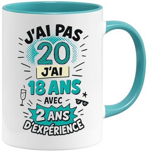Jungle Mug | Lustige Geburtstagstasse mit Spruch für Männer und Frauen | Ich bin 18 mit Erfahrung | Witziger Kaffeebecher Jahrgang Tasse 20–100 | Geschenkidee zum Geburtstag (20) von Jungle Mug