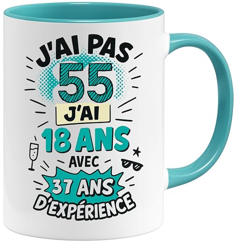 Jungle Mug | Lustige Geburtstagstasse mit Spruch für Männer und Frauen | Ich bin 18 mit Erfahrung | Witziger Kaffeebecher Jahrgang Tasse 20–100 | Geschenkidee zum Geburtstag (55) von Jungle Mug