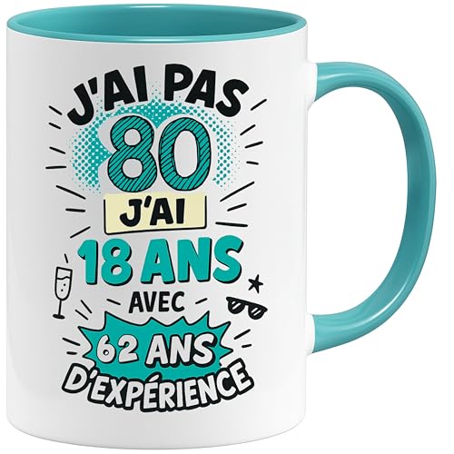 Jungle Mug | Lustige Geburtstagstasse mit Spruch für Männer und Frauen | Ich bin 18 mit Erfahrung | Witziger Kaffeebecher Jahrgang Tasse 20–100 | Geschenkidee zum Geburtstag (80) von Jungle Mug