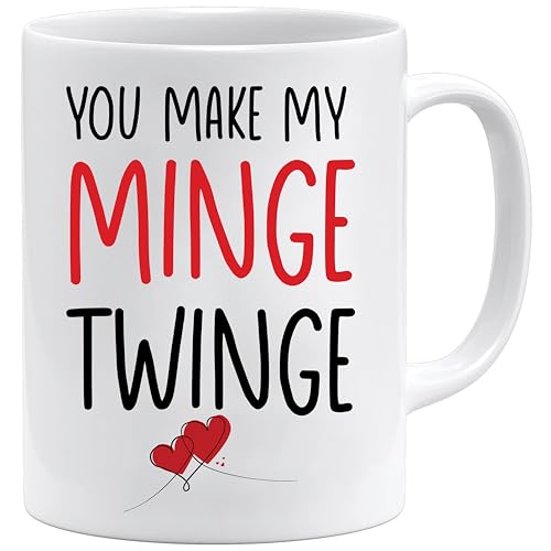 Jungle Mug Valentinstagstasse, Aufschrift You Make My Minge Twinge, Jahrestagstasse für ihn, Geschenke für ihn, Kaffeetasse, Valentinstagsgeschenk, Geschenk für Freund von Jungle Mug