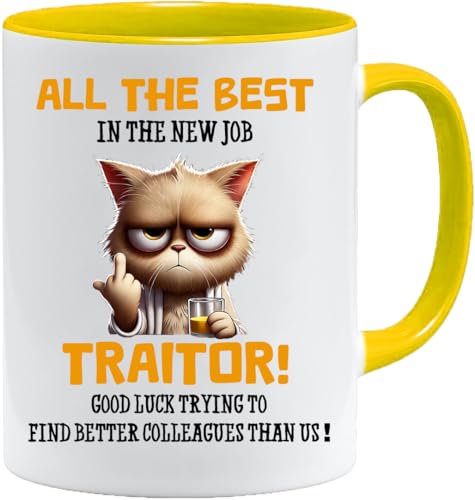 Lustige Abschiedsgeschenke | Verräter-Tasse | All The Best in Your New Job | Lustiges Abschiedsgeschenk für Kollegen | Glücksgeschenke | Geschenk zum neuen Job (Gold) von Jungle Mug