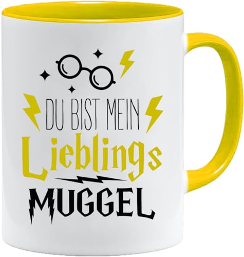 Lustige Geschenk Tasse mit spruch | Du bist mein lieblings Muggel | Geschenkidee | Muggel Tasse | Geschenkidee für Freund (Gelb) von Jungle Mug