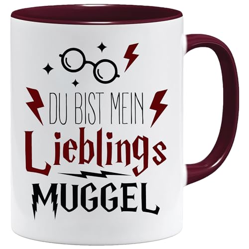 Lustige Geschenk Tasse mit spruch | Du bist mein lieblings Muggel | Geschenkidee | Muggel Tasse | Geschenkidee für Freund (Weinrot) von Jungle Mug