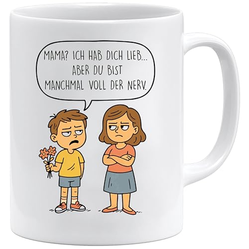 Jungle Mug Lustige Mama Tasse – Mama ich hab dich lieb aber du bist manchmal voll der Nerv | Witziges Muttertagsgeschenk | Geschenk für Frauen Oma von Jungle Mug
