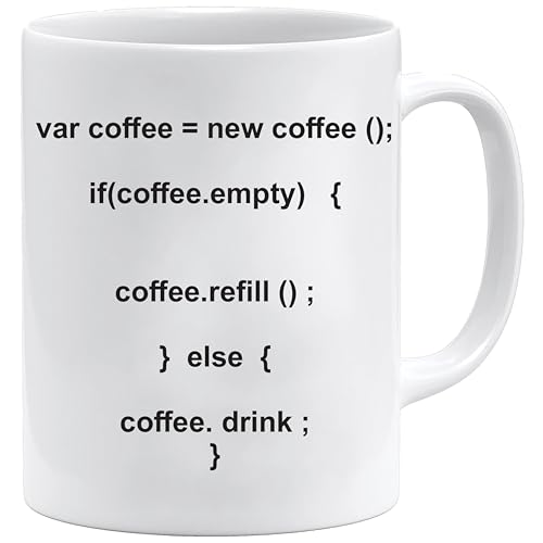 Programmierer Coffee Code Tasse | Programmierer beim Codieren Kaffeetasse | IT Informatiker Geschenke | Geek Mug | Entwickler Kaffeetasse | Geschenkidee, Weiß von Jungle Mug