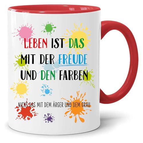 Tasse mit Spruch, Leben ist das mit der Freude, Geschenk, Freund, Freundin, große tasse, geschenke für oma, faultier geschenk, tasse lustig von Jungle Mug