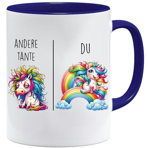 Tasse mit Spruch | Andere Tante vs Du | Tante Geschenk Geschenk für Frauen Ehe Hochzeit | Geschenkidee Frau Geburtstag Weihnachten Patentante Familie Kaffee-Becher (Dunkelblau) von Jungle Mug