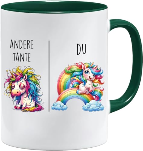 Tasse mit Spruch | Andere Tante vs Du | Tante Geschenk Geschenk für Frauen Ehe Hochzeit | Geschenkidee Frau Geburtstag Weihnachten Patentante Familie Kaffee-Becher (Dunkelgrün) von Jungle Mug