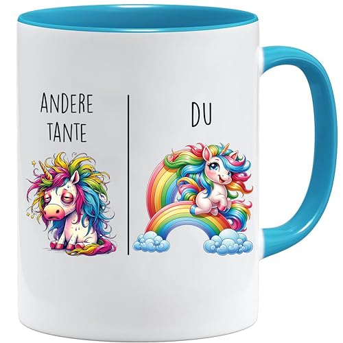 Tasse mit Spruch | Andere Tante vs Du | Tante Geschenk Geschenk für Frauen Ehe Hochzeit | Geschenkidee Frau Geburtstag Weihnachten Patentante Familie Kaffee-Becher (Hellblau) von Jungle Mug