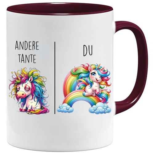 Tasse mit Spruch | Andere Tante vs Du | Tante Geschenk Geschenk für Frauen Ehe Hochzeit | Geschenkidee Frau Geburtstag Weihnachten Patentante Familie Kaffee-Becher (Maroon) von Jungle Mug