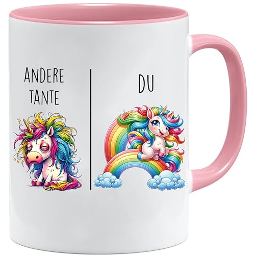 Tasse mit Spruch | Andere Tante vs Du | Tante Geschenk Geschenk für Frauen Ehe Hochzeit | Geschenkidee Frau Geburtstag Weihnachten Patentante Familie Kaffee-Becher (Rosa) von Jungle Mug