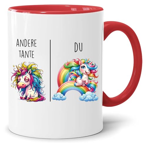 Tasse mit Spruch | Andere Tante vs Du | Tante Geschenk Geschenk für Frauen Ehe Hochzeit | Geschenkidee Frau Geburtstag Weihnachten Patentante Familie Kaffee-Becher (Rot) von Jungle Mug