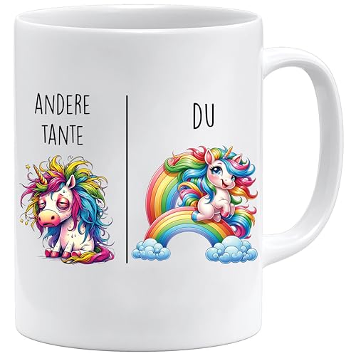 Tasse mit Spruch | Andere Tante vs Du | Tante Geschenk Geschenk für Frauen Ehe Hochzeit | Geschenkidee Frau Geburtstag Weihnachten Patentante Familie Kaffee-Becher (Weiß-) von Jungle Mug