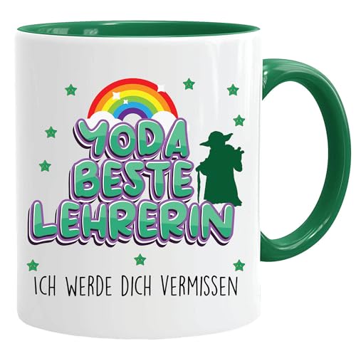 Tasse schulkind, Yoda beste Lehrerin. Ich werde dich vermissen, Tasse Yoda, Baby Yoda, Einschulung - Geschenke - Regenbogen, Geschenk für Erstklässler, Schule, Grundschule, Geschenkidee, Schulbeginn von Jungle Mug