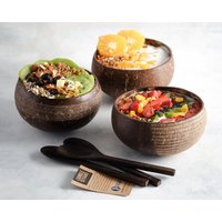 Natürliche Kokosnussschalen & Löffel Handgefertigtes Coco Shell Smoothie Buddha Bowl Set Mit Bambusstroh Zero Waste Umweltfreundliches Vegan Geschenk von JungleCulture