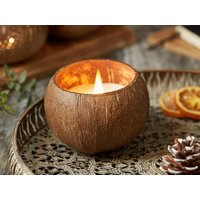 Kokosnussschalen-Kerze Bio-Sojawachs Mit Holzdocht von JungleCulture