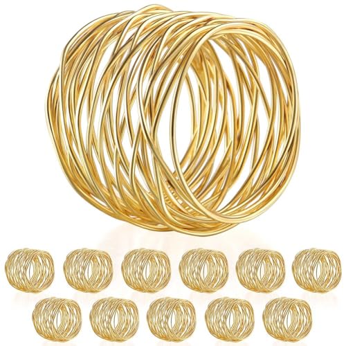 Junguluy Serviettenringe Aus Gedrehtem Drahtgeflecht, für Party, Hochzeit, Weihnachten, Versammlung, Gold, 12 StüCk von Junguluy