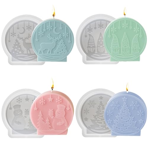 Junhui 4 Stück Weihnachten Silikonformen, 3D Weihnachten Kerzengießformen, DIY Silikonform Kerzen-Gießen Formen für Duftkerze, Handgefertigte Seife, Weihnachtsgeschenke Junhui 4 Stück Weihnachten Silikonformen, 3D Weihnachten Kerzengießformen, DIY Silikonform Kerzen-Gießen Formen für Duftkerze, Handgefertigte Seife, Weihnachtsgeschenke von Junhui