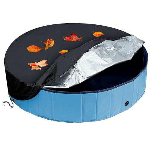 Junhui Abdeckhaube für Haustier-Schwimmbecken, Pool Abdeckplane Rund, Faltbarer Abdeckung für Hundepool, Freien Wasserdicht Staubschutz Schwimmbadabdeckung,160 * 30cm von Junhui