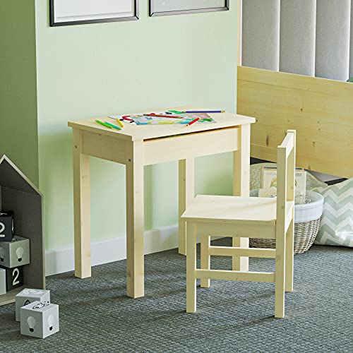 Junior Vida Widder-Schreibtisch und Stuhl, 2-teiliges Set für Kinder aus massivem Kiefernholz von Junior Vida