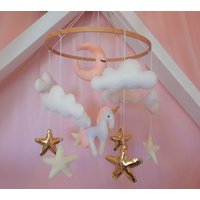Einhorn Krippen Mobile - Baby Mädchen Mobile Gold Und Rosa Mobile, Kinderzimmer Dekor, Shower Geschenk von JuniorDreamersStore