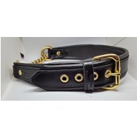 Schwarz Auf Leder Martingale Hundehalsband Mit Massiver Messing-Hardware & Kostenloser Prägung von JunipersLeatherCraft