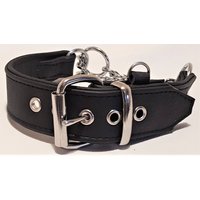 Schwarzes Und Schwarzes Leder Martingale Hundehalsband Mit Id-Tag Schlaufe von JunipersLeatherCraft