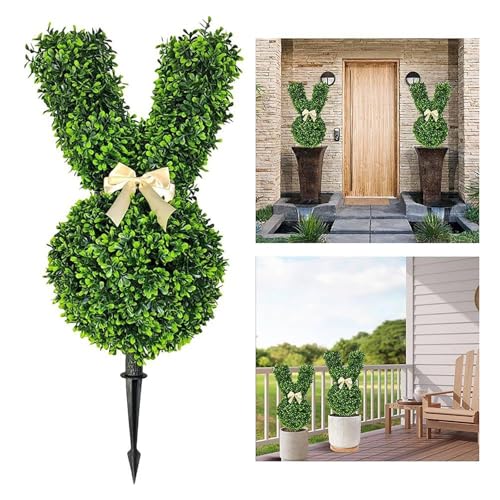 Junjie Bunny Topiary Outdoor,Hasen-Formschnitt, künstlicher Formschnitt in Form eines grünen Hasen, künstliche Osterhasen-Pflanze, Buchsbaum-Pflanze, Osterbaum (A-20in) von Junjie