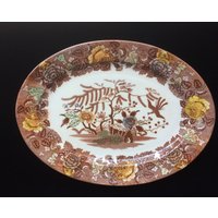 30cm Servierplatte Phoenix Und Florales Design in Braun von JunkQueenJellyBean