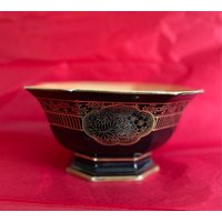 Große Luster Schale in Schwarz, Gold Und Pfirsich Von Noritake von JunkQueenJellyBean