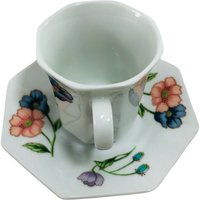 Seltenes Vintage Haus Des Rüschen, Espresso Cappuccino Kaffeetasse Untertasse Set, Keramik Porzellan Trinkgeschirr, Teetasse Blume Frühling Sommer von JunkWithJeab