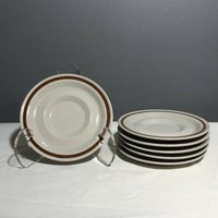 Vintage Herbst Steinzeug Teller 6", 6Er Set, Brotbutter Salat Dessert Geschirr Geschirr, Beige Serviergeschirr, Küchengeschirr, Japan Made von JunkWithJeab