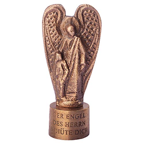 Junker Kirchenbedarf Handschmeichler Bronze Engel Figur auf Sockel mit Spruch 7,5cm - Schutzengel Engelfigur auch als Deko Figur geeignet von Junker Kirchenbedarf