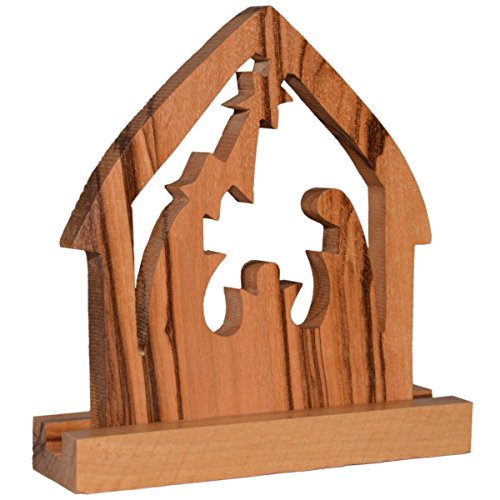 Junker Verlag Olivenholz Krippe - Holz Weihnachtskrippe aus Olivenholz 7cm - handgeschnitzt in Bethlehem von Junker Verlag