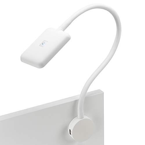 Junker Lighting LED Leseleuchte FIORE Bettleuchte mit flexiblem Leuchtenarm, 2x USB Anschlüssen und Touchsensor 12 V Caravanleuchte ohne 33 Watt Trafo von Junker