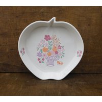 Vintage Keramik Landhaus Bouquet Apfelform Pfanne - Quiche Pan Küche Bauernküche Dekor von JunketteLove