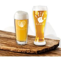Weizenbierglas, Willibecher Mit Gravur | Personalisiertes Bierglas Handabdruck, Fußabdruck, Fingerabdruck Geschenkidee Vatertag von Junolie