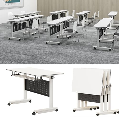 4er-Pack Klappbarer Konferenztisch, mobiler Schulungstisch mit feststellbaren Rollen und Prallplatte, zusammenklappbarer Besprechungstisch für Büro, Besprechungsraum, Klassenzimmer (180 x 60 4er-Pack Klappbarer Konferenztisch, mobiler Schulungstisch mit feststellbaren Rollen und Prallplatte, zusammenklappbarer Besprechungstisch für Büro, Besprechungsraum, Klassenzimmer (180 x 60 von Junpllvic