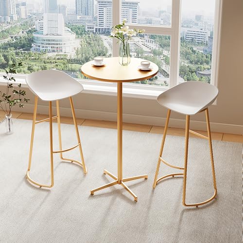 Junpllvic 3-teiliger moderner Frühstücksbartisch aus Eisen und 2 Hocker, PP-Sitzstuhl mit Stehtisch für Pub, Bar, Esszimmer, Bistro, Café, Küche, Gold Junpllvic 3-teiliger moderner Frühstücksbartisch aus Eisen und 2 Hocker, PP-Sitzstuhl mit Stehtisch für Pub, Bar, Esszimmer, Bistro, Café, Küche, Gold von Junpllvic