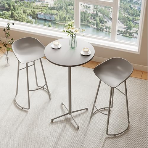Junpllvic 3-teiliger moderner Frühstücksbartisch aus Eisen und 2 Hocker, Stuhl mit PP-Sitz und Stehtisch für Pub, Bar, Esszimmer, Bistro, Café, Küche, Grau Junpllvic 3-teiliger moderner Frühstücksbartisch aus Eisen und 2 Hocker, Stuhl mit PP-Sitz und Stehtisch für Pub, Bar, Esszimmer, Bistro, Café, Küche, Grau von Junpllvic